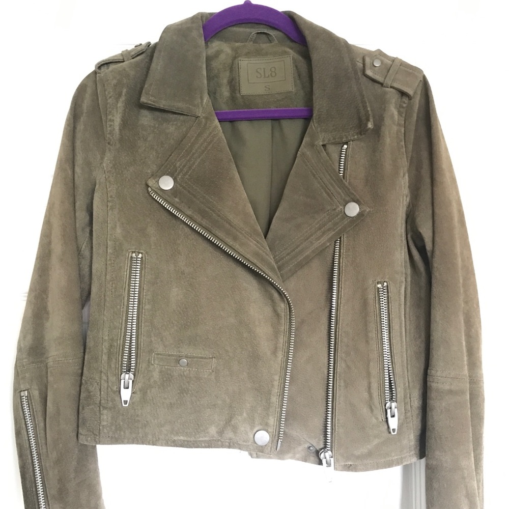 OLIVE SUEDE MOTO JACKET